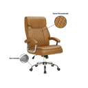 Ver imagem 2 de Cadeira de Escritório Luxo Presidente 5 - Assento e Encosto Caramelo - Base de Aço Cromado Mola Ensa