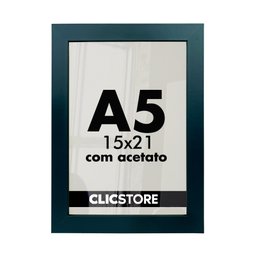 Kit 05 Molduras A5 15x21cm com Acetato e Fundo para Quadros Diplomas Certificados Fotos Cor:preto - 2