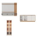 Ver imagem 2 de Rack com Painel Ripado para TV até 70 Polegadas 180,1CMX175,6cm 1 Cristaleira 2 Portas e 1 Buffet 4 Portas