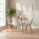 Ver imagem 1 de Conjunto Mesa Redonda Eames Madeira 90cm + 4 Cadeiras Saarinen Dsw Sala Cozinha Jantar La Mobilia
