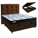 Ver imagem 1 de Cama Box Bau + Colchão Casal Molas Ensacadas Life Gold Paropas + Cabeceira Estofada
