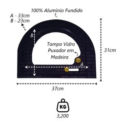Porta de Forno Americana Vidro Fogão a Lenha Iglu G 37x31cm Metal Mig 1865mtm - 2