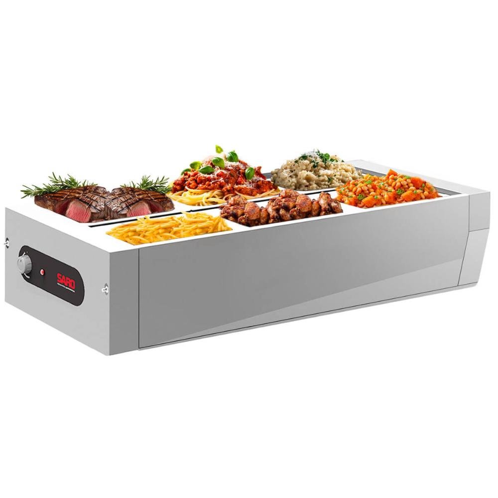 Buffet de Mesa Térmico Aquecido de Inox 6 Cubas 1/2 Tampa 220v para Restaurantes - 4