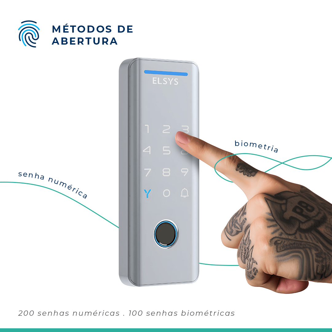 Fechadura Digital de Sobrepor Wi-fi Tecno Esf-ds4100v Prata Elsys - 4