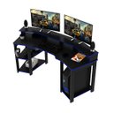 Ver imagem 2 de Mesa Gamer Tecno Mobili Design Arqueado C/Suporte para Copos: Preto com Azul