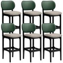 Ver imagem 1 de Kit 6 Banquetas Alta Bar Cozinha Sala Jantar Betta L02 Preto Facto Verde Linho Bege - Lyam Decor