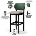 Ver imagem 4 de Kit 6 Banquetas Alta Bar Cozinha Sala Jantar Betta L02 Preto Facto Verde Linho Bege - Lyam Decor