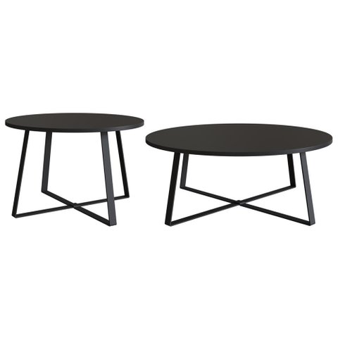 Conjunto Mesa de Centro Sala de Estar 27960 Preto Artesano