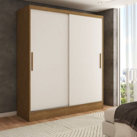 Guarda-roupa Solteiro Swift 2 Portas 2 Gavetas Cinamomo/branco - Panorama Móveis