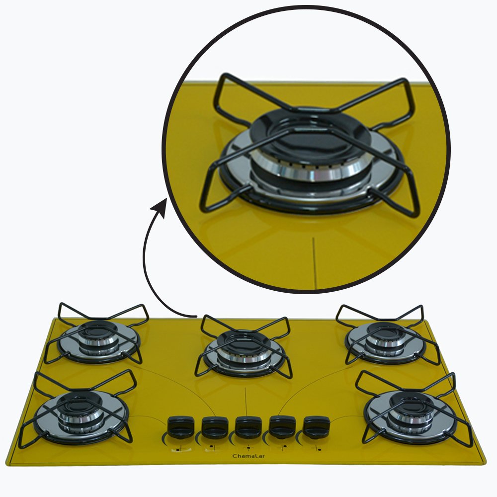 Cooktop Gás 5 Bocas Ultra Chama 127/220 Amarelo - 4