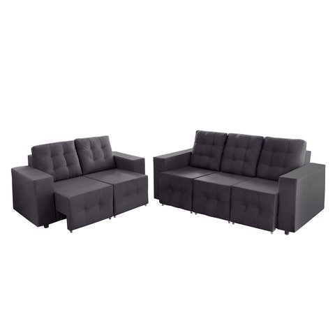Sofá Veneza 5 Lugares, Conjunto 3e2 - Retrátil - de Casa Décor e Estofados.