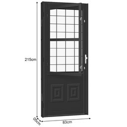Porta de Aço Postigo Quadriculado Tradição 83x215 R60 Abertura Direita - 2