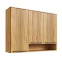 Ver imagem 3 de Armário Aéreo de Cozinha 120cm com 3 Portas Frisadas e Nicho 100% MDF Itália Yescasa Amarelo/Amêndoa