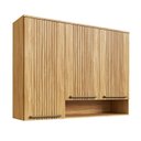 Ver imagem 2 de Armário Aéreo de Cozinha 120cm com 3 Portas Frisadas e Nicho 100% MDF Itália Yescasa Amarelo/Amêndoa