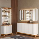 Ver imagem 1 de Kit Aparador Buffet com Cristaleira e Espelho Verbena N01 Off White Ypê - Lyam Decor