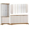 Kit Aparador Buffet com Cristaleira e Espelho Verbena N01 Off White Ypê - Lyam Decor - 2