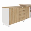 Ver imagem 5 de Mesa de Escritório Executiva com Armário Lateral e Caixa de Tomadas 3 Gavetas 200cm Corporate Macadâmia E Branco