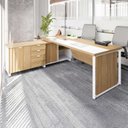Ver imagem 1 de Mesa de Escritório Executiva com Armário Lateral e Caixa de Tomadas 3 Gavetas 200cm Corporate Macadâ
