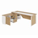 Ver imagem 4 de Mesa de Escritório Executiva com Armário Lateral e Caixa de Tomadas 3 Gavetas 200cm Corporate Macadâ