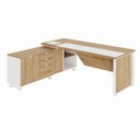 Ver imagem 2 de Mesa de Escritório Executiva com Armário Lateral e Caixa de Tomadas 3 Gavetas 200cm Corporate Macadâ