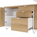 Ver imagem 7 de Mesa de Escritório Executiva com Armário Lateral e Caixa de Tomadas 3 Gavetas 200cm Corporate Macadâmia E Branco