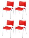 Ver imagem 2 de Cadeira Iso Base Branco Igreja, Escola, Escritório - Vermelho Kit 4 Peças