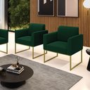 Ver imagem 2 de Poltrona Sala Estar Industrial Dourado Kit 2 Marisa Bouclê Verde D03 - D’Rossi