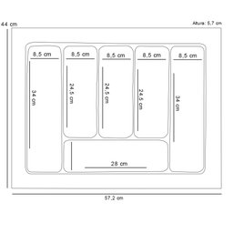 Organizador Divisor de Talheres para Gaveta M04 Bandeja 57,2x44 Cm Separador Branco - Inoviza - 5