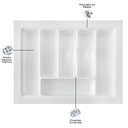 Organizador Divisor de Talheres para Gaveta M04 Bandeja 57,2x44 Cm Separador Branco - Inoviza - 4