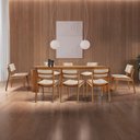 Ver imagem 1 de Sala de Jantar Mesa Nala 8 Lugares com Cadeiras Eva Linho Off-Imbuia 220cm Mobillare