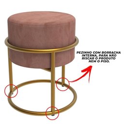 Puff Banqueta Decorativo Redondo Iron Base de Ferro Suede Rose - 3