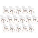 Ver imagem 1 de Kit 16 Cadeiras de Jantar Charles Eames Slim Wood Estofada - Branco