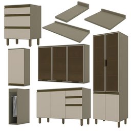 Cozinha Completa 7 Peças Connect Duna/cristal com Cristaleira - Móveis Henn - 3