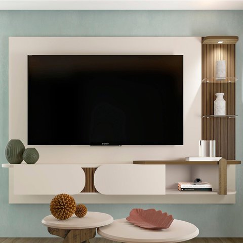 Painel Tv 72 Pol 220cm Suspenso Reno Pinho/off White A09 - Mpozenato