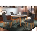 Ver imagem 1 de Conjunto: Mesa de Cozinha Londrina C/ Tampo Madeirado C/ Vidro Canto Reto 120x80cm e 4 Cadeiras