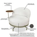 Ver imagem 7 de Kit 2 Poltronas Decorativa Andromeda Linho Bouclê Bege Pérola Base Giratória de Ferro - Pallazio