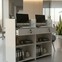 Ver imagem 3 de Balcão de Recepção com Gaveta de Chave e Prateleiras – Branco