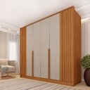 Ver imagem 1 de Guarda Roupa Casal MDF 6 Portas 4 Gavetas Ripado 240cm Guarani Cinamomo/Off White - TCIL Móveis