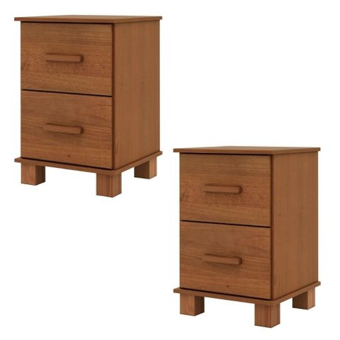 Kit 2 Mesa de Cabeceira 42 Cm Madeira Macica Taeda 1137c Castanho Festra
