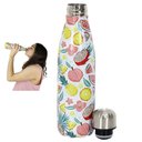 Ver imagem 2 de Garrafa Termica Estampa Frutas Flores Inox 500ml