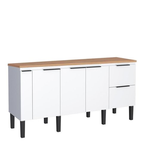 Balcão Buffet Cozinha com Tampo 194x85x51cm Cisne 200 Cozimax Branco/jequitiba