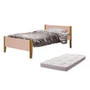 Ver imagem 1 de Cama Solteiro Simba Rosa Fosco Pés Amadeirado com Colchão D20 - Reller Móveis