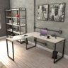 Kit 3 Peças com Mesa para Escritório em L Kuadra e 2 Estantes Multiuso 5 Prateleiras - 1