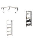 Ver imagem 2 de Conjunto 3 Peças com Mesa para Escritório em L Kuadra e 2 Estantes Multiuso 5 Prateleiras Industrial Preta Bege