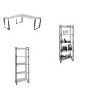Ver imagem 2 de Kit 3 Peças com Mesa para Escritório em L Kuadra e 2 Estantes Multiuso 5 Prateleiras