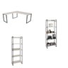 Kit 3 Peças com Mesa para Escritório em L Kuadra e 2 Estantes Multiuso 5 Prateleiras - 2