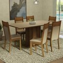 Ver imagem 1 de Conjunto Sala de Jantar Mesa Tampo de Madeira 6 Cadeiras Crema/rustic/bege Augusta Madesa