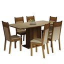 Ver imagem 2 de Conjunto Sala de Jantar Mesa Tampo de Madeira 6 Cadeiras Crema/rustic/bege Augusta Madesa