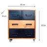 Mesa de Cabeceira Modelo Industrial Ferro e Madeira com 4 Gavetas e 4 Rodízios - 8