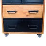 Mesa de Cabeceira Modelo Industrial Ferro e Madeira com 4 Gavetas e 4 Rodízios - 6